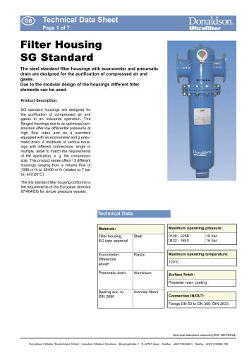 SG Standard Filter Housing