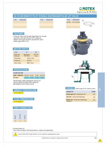 40/50 NB Remote Pilot Double Diaphragm Pulse Jet Valve