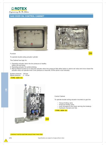 GAS OVER OIL CONTROL CABINET