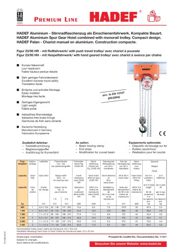 Aluminium Spur Gear Hoist with Trolley