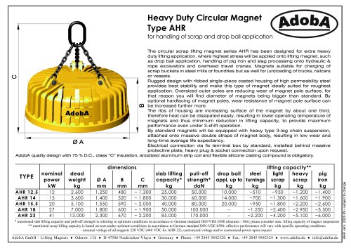 Heavy Duty Circular Magnet Type AHR