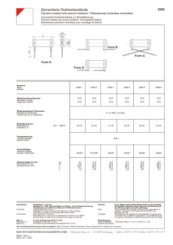 Cement-coated wire wound resistors ZDBI