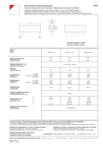 Cement-coated wire wound resistors ZDST