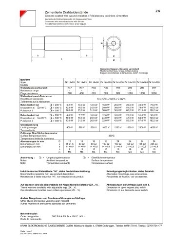 Cement coated wire wound resistors ZK