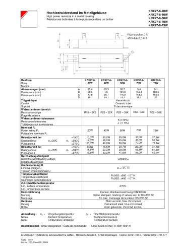 Encapsulated high power resitors  KRX27-8