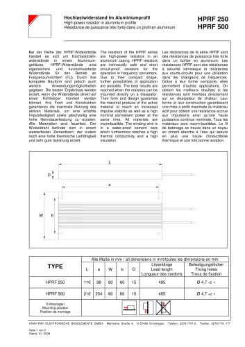 High-power resistor in aluminium profile