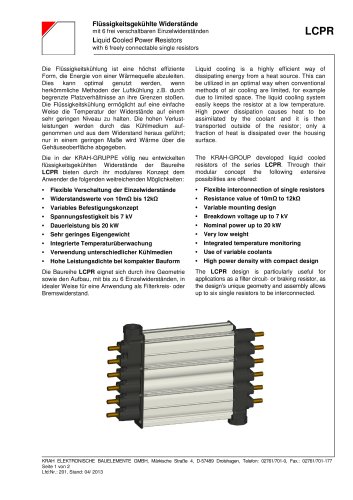 Liquid cooled power resistors LCPR