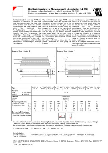 VHPR/UL 60 - 500