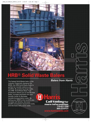 HRB Solid Waste Baler