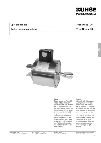 KUHSE Brake release actuators, solenoids