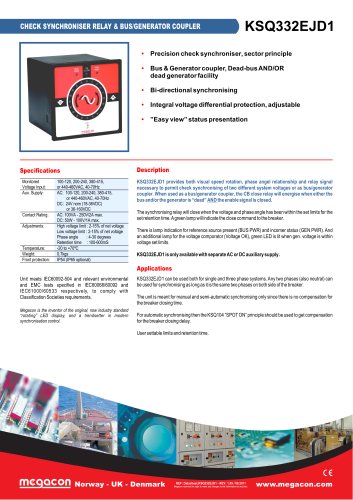 CHECK SYNCHRONISER RELAY & BUS/GENERATOR COUPLER