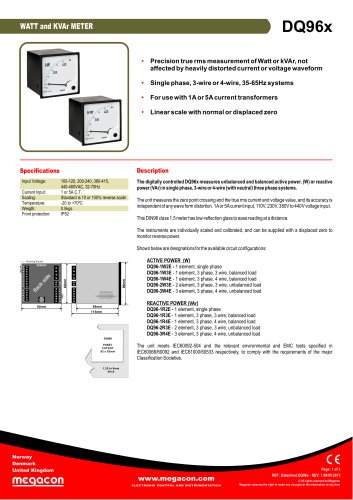 DQ96x kW and KVAr Meter Series