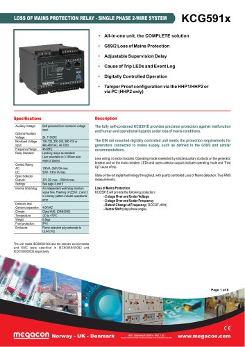 LOSS OF MAINS PROTECTION RELAY - SINGLE PHASE 2-WIRE SYSTEM