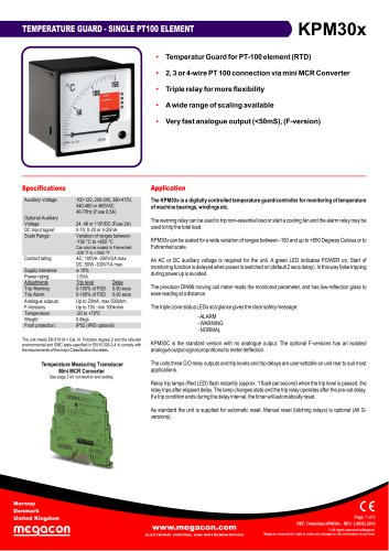 TEMPERATURE GUARD - SINGLE PT100 ELEMENT KPM30x