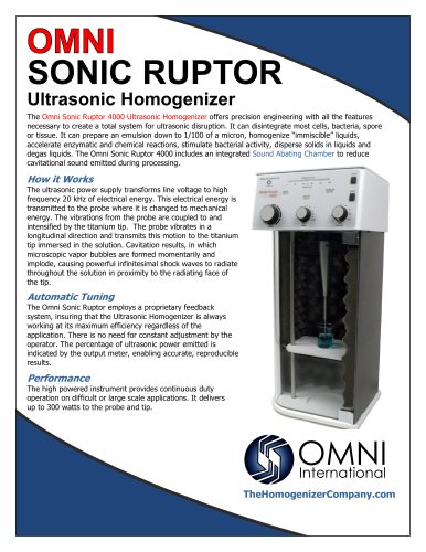 Omni Ruptor 4000 Ultrasonic Homogenizer