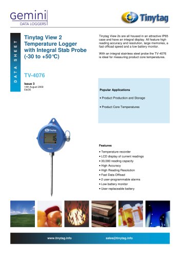 Temperature logger with stab probe and display TV-4076