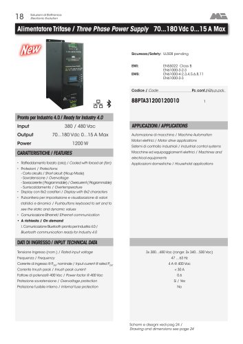 Three Phase Power Supply 70...180 Vdc 0...15 A Max