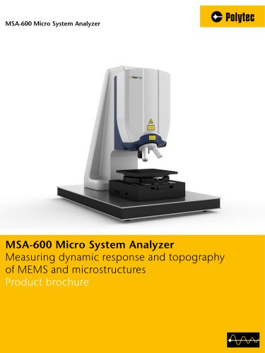 Brochure MSA-600 Micro System Analyzer | Measuring dynamic response and topography of MEMS and microstructures