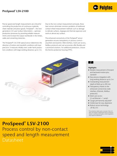 Datasheet ProSpeed LSV-2100 | Next generation speed & length measurement