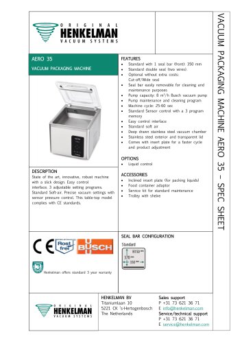 AERO 35  VACUUM PACKAGING MACHINE