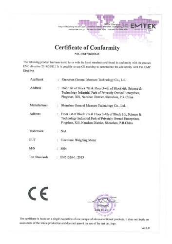 GM M04 Certificate of Conformity