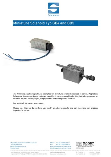 Miniature Solenoid, DC mini solenoids, Magnetbau Schramme, GB4, GB5