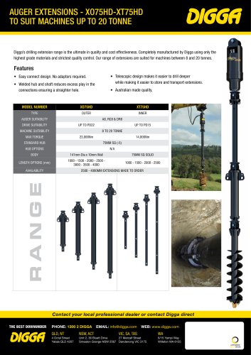 Auger Extensions - XO75HD-XT75HD