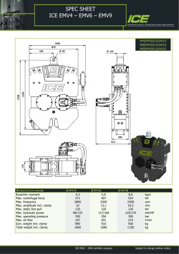 SPEC SHEET ICE EMV4 – EMV6 – EMV9