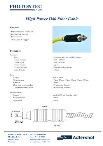 High Power D80 Fiber Cable