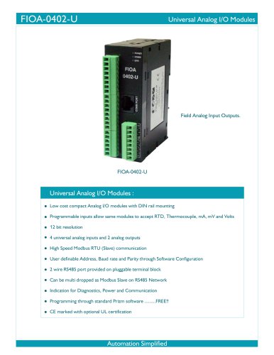 Universal Analog I/O Modules :FIOA-0402-U