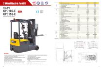 XILIN / 3 Wheel Electric Forklift / CPD10S-E CPD15S-E