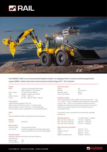 Huddig rail 1260C product sheet