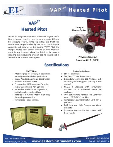 Heated Pitot - Insertion Probe for Air Flow Measurement: Spec Sheet