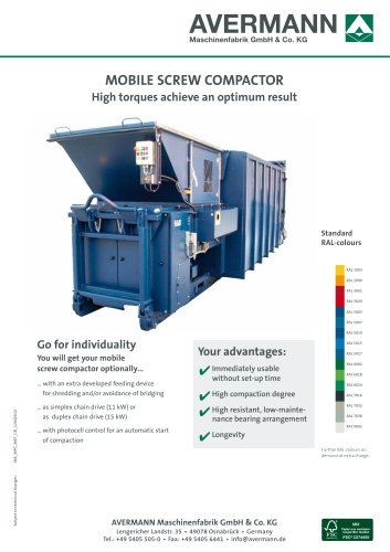 Mobile screw compactor