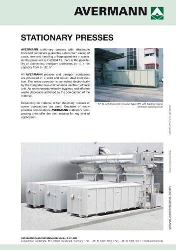 Stationary presses and screw compactors