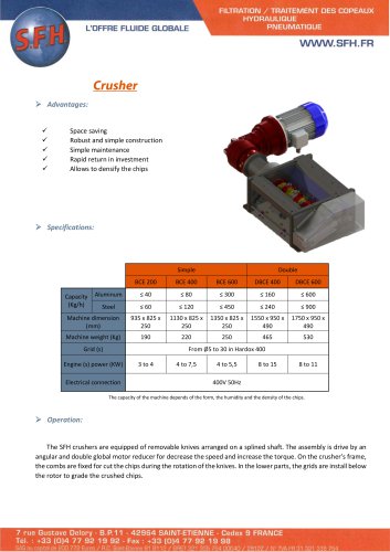 Data sheet chips crusher