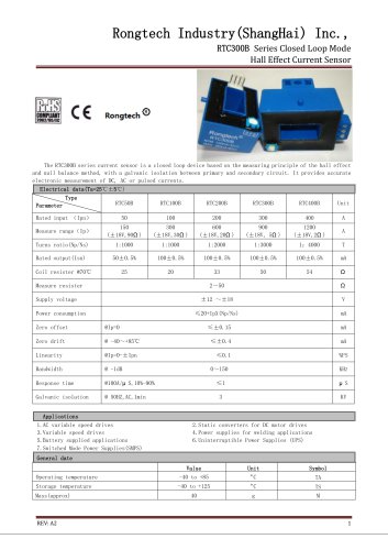 RTC300B close loop current sensor