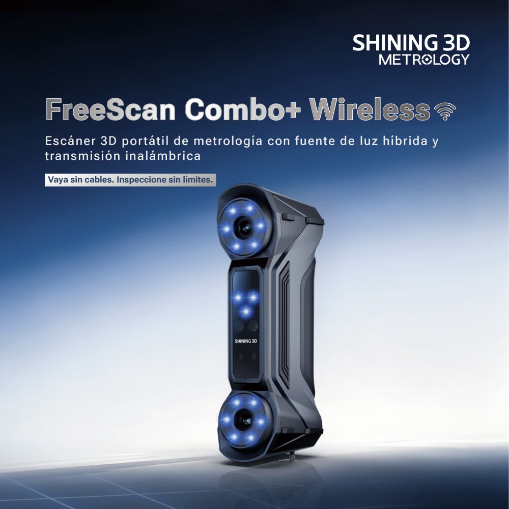 FreeScan Combo+ Wireless | Esc&aacute;ner 3D port&aacute;til de metrolog&iacute;a con fuente de luz h&iacute;brida y transmisi&oacute;n inal&aacute;mbrica - SHINING 3D