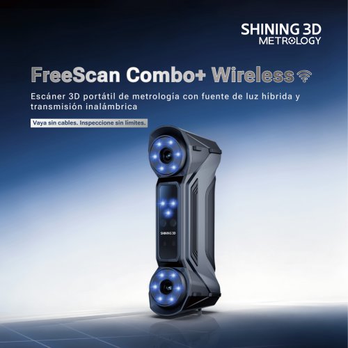 FreeScan Combo+ Wireless | Escáner 3D portátil de metrología con fuente de luz híbrida y transmisión inalámbrica