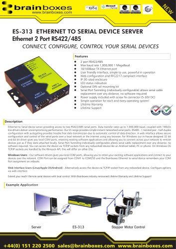 ES-313 2 Port RS422/485 Ethernet to Serial Adapter