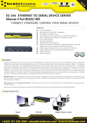 ES-346 4 Port RS422/485 Ethernet to Serial Adapter