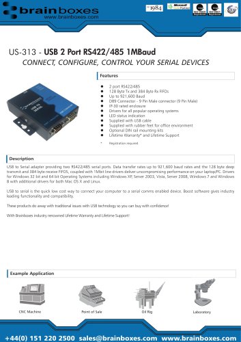 US-313 2 Port RS422/485 USB to Serial Adapter