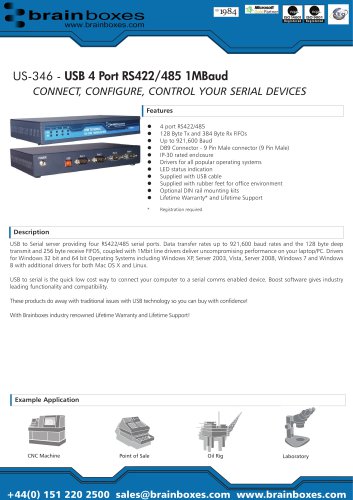 US-346 4 Port RS422/485 USB to Serial Server