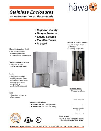 Stainless Enclosures as wall-mount or on floor-stands