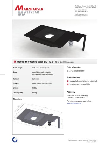 Manual microscope stage EK 150 x 150