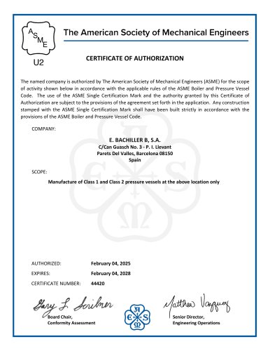 ASME VIII, Div. 1 - STAMP U2
