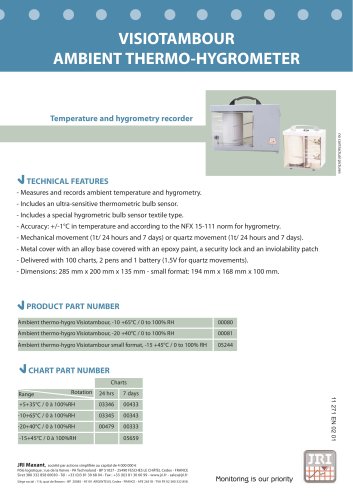 VISIOTAMBOUR RECORDING THERMOMETER-HYGROMETER (AMBIENT)