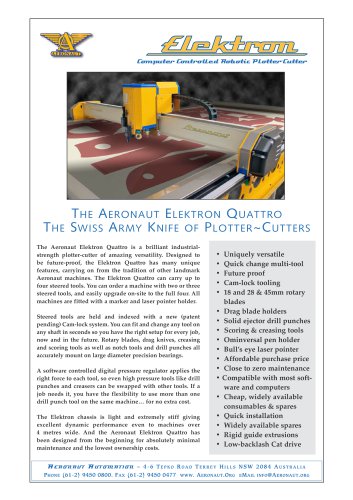 Elektron Quattro automated cutter, 2, 3 and 4 Cam-lock steered tools