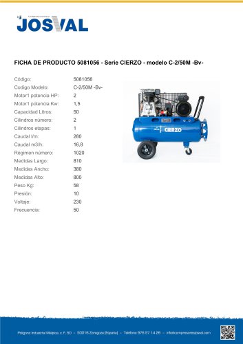 FICHA DE PRODUCTO 5081056 - Serie CIERZO - modelo C-2/50M -Bv