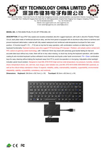 Rugged Keyboard K-TEK-M280-FN-BL-FC-KC-EP+TP85-DML+2K